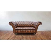 Chesterfield Balmoral 2 Seater Sofa Settee Antique Tan Leather