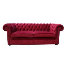 Chesterfield 3 Seater Settee Boutique Cranberry Velvet Sofa Offer