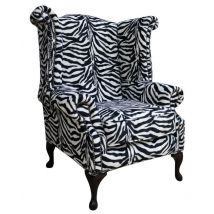 Chesterfield Saxon Queen Anne High Back Wing Chair Zebra…