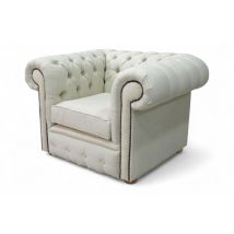 Chesterfield Low Back Club Armchair Charles Cream Linen Fabric
