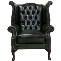 Chesterfield Handmade Queen Anne Wing Chair Antique Green…