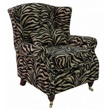 Wing Chair Fireside High Back Armchair Animal Print Antelope Gold