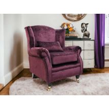 Wing Chair Fireside High Back Armchair Dreamy Mulberry Fabric