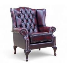 Chesterfield Mallory Flat Wing Queen Anne High Back Wing Chair UK Manufactured Antique Oxblood