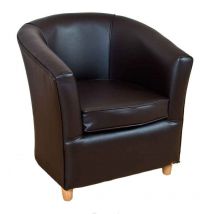 Leather Bucket Tub Chair Cappuccino