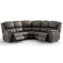 Ansar Recliner Cinema Corner Sofa Suite Grey Leather 2+C+2
