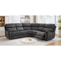 Dino Corner Reclining Sofa Group Black Fabric 2+C+2