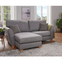 Mary Fabric 3 Seater Lounger Sofa In Tweed Grey