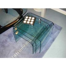 Chiesa - 3er Set Glastsiche Ausstellungsstück Couch- &amp;amp; Beistelltische Chiesa