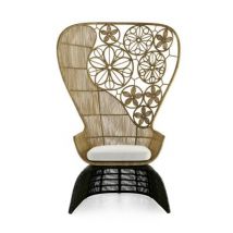 B&amp;amp;B Italia Crinoline Outdoor Sessel mit hohem Rücken Outdoor B&amp;amp;B Italia Outdoor Ausführun ohne Blumengeflecht Geflechtfarbe: schwarz-weiss Polster: Stoff Alceo mit Sitzkissen