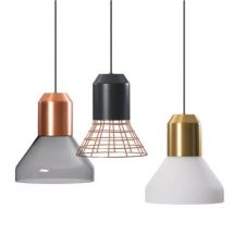 ClassiCon Bell Light Pendelleuchte Licht ClassiCon Lampenfassun Kupfer Lampenschirm: Kristallglas grau - Ø35 cm