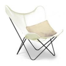 Hardoy Chair mit Segeltuch Bezug Natur Sessel Hardoy Gestellfarbe: schwarz