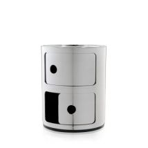Kartell ACC Componibili Metallic 5966/5967 Ø32 cm mit runder Filzauflage Aufbewahrung Kartell ACC Farbe: verchromt Fächer: 2 Fächer 5966 Farbe Filzauflage: anthrazit