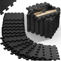 Bodenschutz-/Puzzlematte 18er-Set Schwarz 180x92x1cm