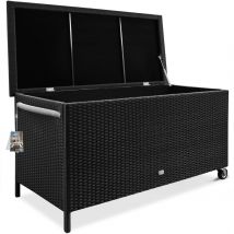 Polyrattan-Auflagenbox Schwarz 117,5x55x64,5cm mit Rollen