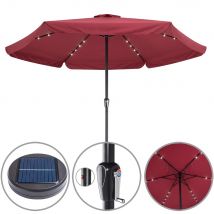 LED Solar Sonnenschirm Athen Rot Ø330cm UV-Schutz 80+