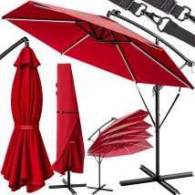 LED Solar Ampelschirm Ø350cm Mali mit UV-Schutz 80+ Hülle Windsicherung Rot