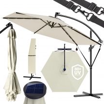 LED Solar Ampelschirm Haiti Creme Ø300cm UV-Schutz 80+