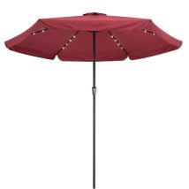 LED Solar Sonnenschirm Athen Rot Ø330cm UV-Schutz 80+