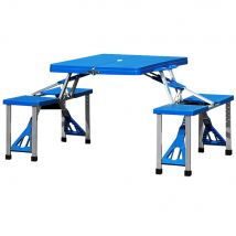 Campingtisch Blau Alu für 4 Personen klappbar