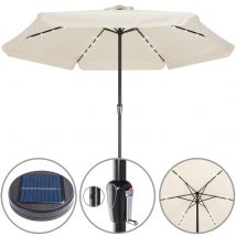 LED Solar Sonnenschirm Athen Creme Ø330cm UV-Schutz 80+