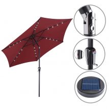 LED Solar Sonnenschirm Florida Rot Ø300cm UV-Schutz 80+