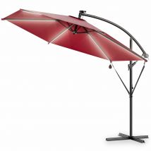 LED Solar Ampelschirm Mali Rot Ø350cm UV-Schutz 30+