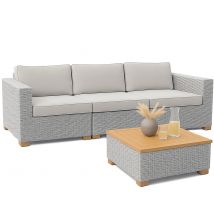 Polyrattan Premium Lounge-Set Havanna 4-tlg Weiß/Grau