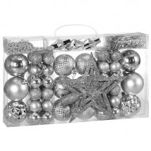 Weihnachtsbaumkugeln Silber 66-tlg