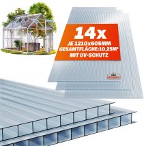Doppelstegplatten 14er-Set 4mm transparent 25m² UV-beständig bruchfest