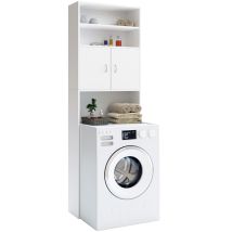 Waschmaschinenschrank 185x63x20cm kompakt 3 Böden Magnettüren Weiß