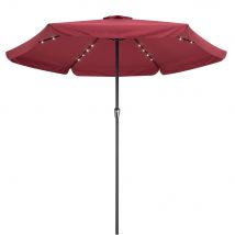 LED Solar Sonnenschirm Athen Rot Ø330cm UV-Schutz 80+