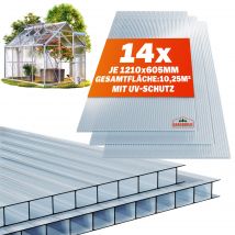 Hohlkammerstegplatten 14er-Set Transparent 4mm 10,25m²