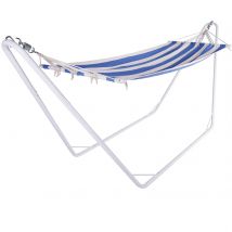 Hängematte mit Metallgestell Creme/Blau 200x80cm