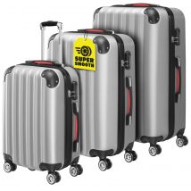 Hartschalenkoffer Set 3tlg Rollen 360º Silber ABS