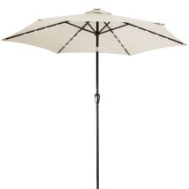 LED Solar Sonnenschirm Florida Creme Ø300cm UV-Schutz 80+