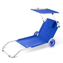 Gartenliege Kreta Blau Alu mit Rollen