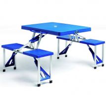 Campingtisch Blau Alu für 4 Personen klappbar