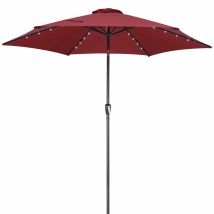 LED Solar Sonnenschirm Florida Rot Ø300cm UV-Schutz 80+