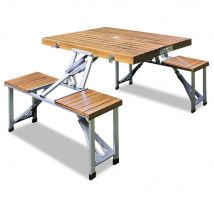 Campingtisch Holz Alu für 4 Personen klappbar