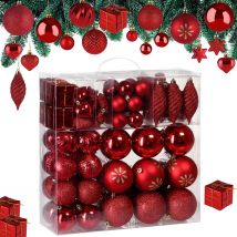 Weihnachtskugeln 103-teilig Rot bruchsicher glänzend matt glitzer