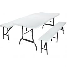 Bierzeltgarnitur 3-tlg Kunststoff Weiß 183cm