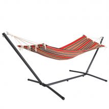 Hängematte mit Metallgestell Rot-Bunt 200 x 80cm