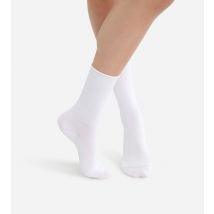 DIM Lot de 2 paires de chaussettes blanches Femme en coton modal