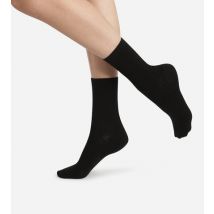DIM Lot de 2 paires de chaussettes noires Femme Pur Coton