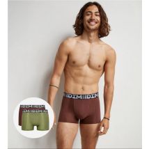 DIM Lot de 2 boxers homme respirants coton et lycra Kaki 3D Flex Air