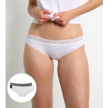 DIM Lot de 2 slips noir et blanc Sexy Fashion en coton dentelle