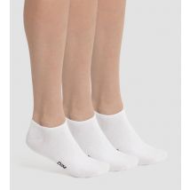 DIM Lot de 3 paires de chaussettes courtes femme Blanc Dim Coton