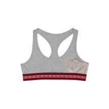 DIM Brassière fille en coton stretch logo métallisé Gris Chiné Dim Sport
