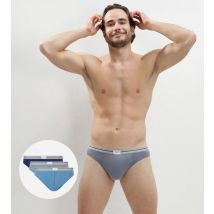 DIM Lot de 3 slips bleu denim gris en coton stretch résistant Ultra Resist